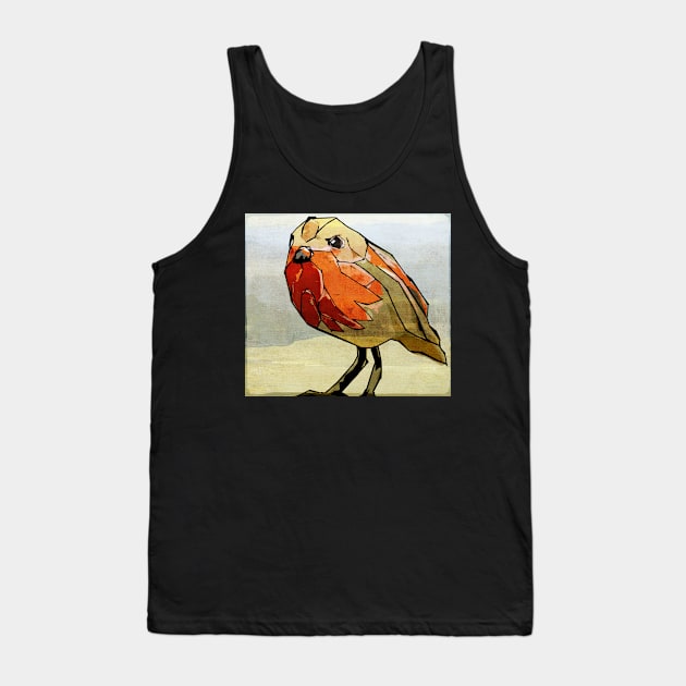 Simple Modern Digital Pop Art Bird in Red Tank Top by SodaArtStudio